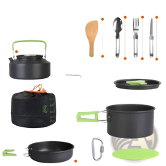 16-Piece Camping Cookware Set with Kettle and Pot