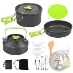 16-Piece Camping Cookware Set with Kettle and Pot