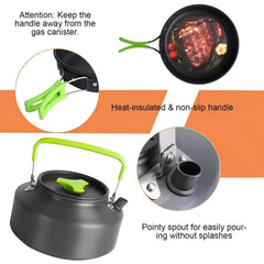 16-Piece Camping Cookware Set with Kettle and Pot