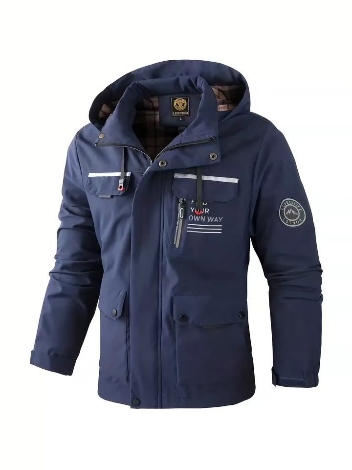 Men's Waterproof Hooded Soft Shell Winter Windbreaker Jacket Warm
