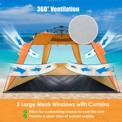 3-4 Person Pop-Up Beach Tent UPF 50+ Sun Shelter
