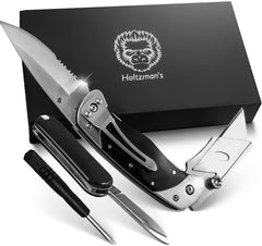 Premium Folding Utility Knife Combo with Dual Blades Belt Clip