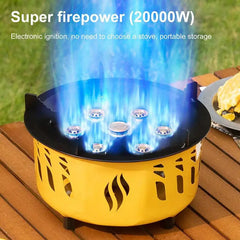 Portable 7-Core Camping Gas Burner Cassette Stove with Bag