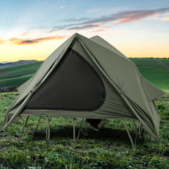 Foldable Two-Person Camping Cot Tent with Wheeled Carry Bag
