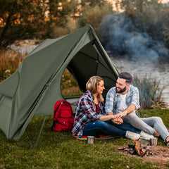 Foldable Two-Person Camping Cot Tent with Wheeled Carry Bag