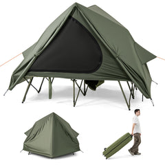 Foldable Two-Person Camping Cot Tent with Wheeled Carry Bag