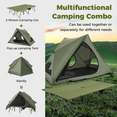 Foldable Two-Person Camping Cot Tent with Wheeled Carry Bag