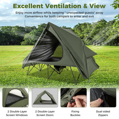 Foldable Two-Person Camping Cot Tent with Wheeled Carry Bag