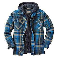 Men's Plaid Hooded Shirt Jacket Soft Autumn Winter Outerwear