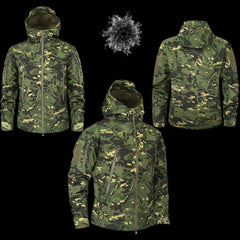 Men's Camouflage Waterproof Lightweight Hooded Tactical Outdoor Windbreaker Jacket