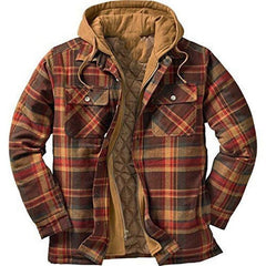 Men's Plaid Hooded Shirt Jacket Soft Autumn Winter Outerwear