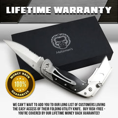 Premium Folding Utility Knife Combo with Dual Blades Belt Clip
