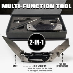Premium Folding Utility Knife Combo with Dual Blades Belt Clip