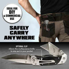 Premium Folding Utility Knife Combo with Dual Blades Belt Clip