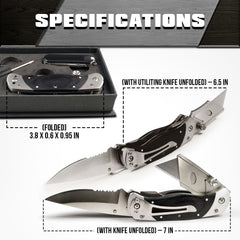 Premium Folding Utility Knife Combo with Dual Blades Belt Clip