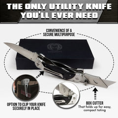Premium Folding Utility Knife Combo with Dual Blades Belt Clip