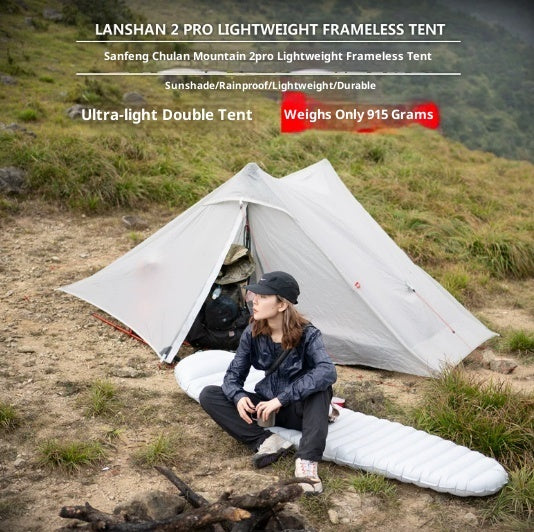 Ultralight Pole-Free Pyramid Two-Person Camping Tent Outdoor Shelter