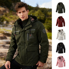Men's Waterproof Hooded Soft Shell Winter Windbreaker Jacket Warm