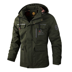 Men's Waterproof Hooded Soft Shell Winter Windbreaker Jacket Warm