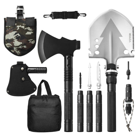 16-in-1 Folding Survival Shovel with Hatchet Camping Tool