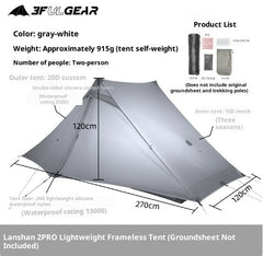 Ultralight Pole-Free Pyramid Two-Person Camping Tent Outdoor Shelter