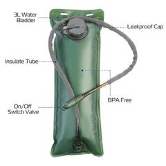 Tactical Hydration Pack with 3L Water Bladder