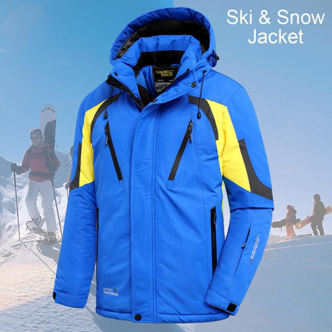 Men's Waterproof Fleece Ski Jacket with Detachable Hood