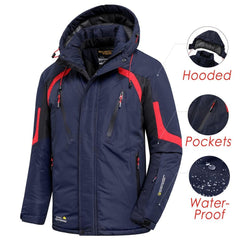 Men's Waterproof Fleece Ski Jacket with Detachable Hood
