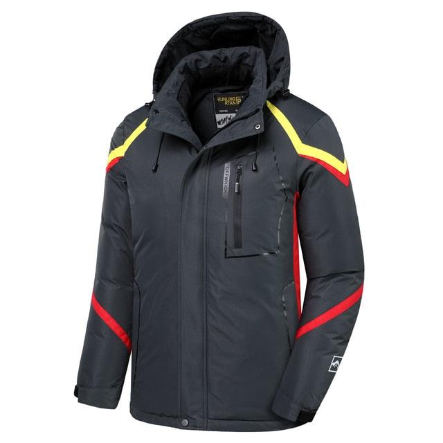 Men's Waterproof Fleece Ski Jacket with Detachable Hood