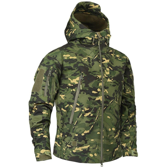 Men's Camouflage Waterproof Lightweight Hooded Tactical Outdoor Windbreaker Jacket