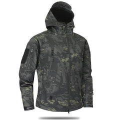 Men's Camouflage Waterproof Lightweight Hooded Tactical Outdoor Windbreaker Jacket