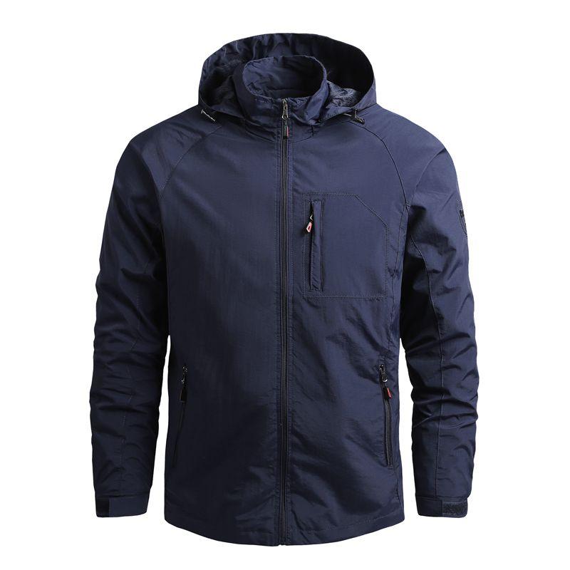 Men's Waterproof Hooded Hiking Windbreaker Lightweight Tactical Jacket 5XL