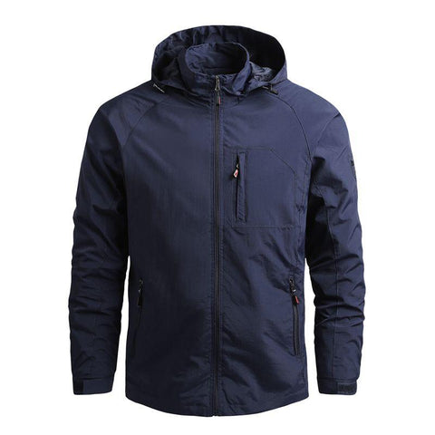 Men's Waterproof Hooded Hiking Windbreaker Lightweight Tactical Jacket 5XL