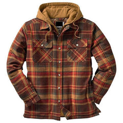 Men's Plaid Hooded Shirt Jacket Soft Autumn Winter Outerwear