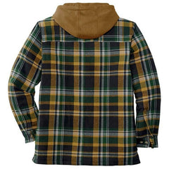 Men's Plaid Hooded Shirt Jacket Soft Autumn Winter Outerwear