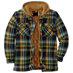 Men's Plaid Hooded Shirt Jacket Soft Autumn Winter Outerwear