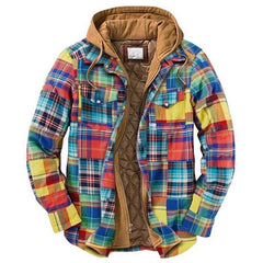 Men's Plaid Hooded Shirt Jacket Soft Autumn Winter Outerwear