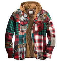 Men's Plaid Hooded Shirt Jacket Soft Autumn Winter Outerwear