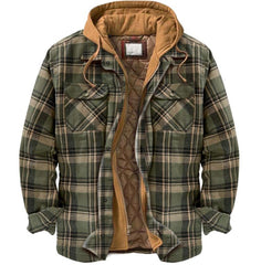 Men's Plaid Hooded Shirt Jacket Soft Autumn Winter Outerwear