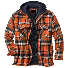 Men's Plaid Hooded Shirt Jacket Soft Autumn Winter Outerwear