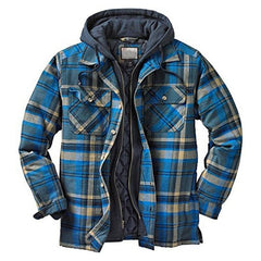 Men's Plaid Hooded Shirt Jacket Soft Autumn Winter Outerwear