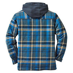 Men's Plaid Hooded Shirt Jacket Soft Autumn Winter Outerwear
