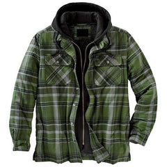 Men's Plaid Hooded Shirt Jacket Soft Autumn Winter Outerwear