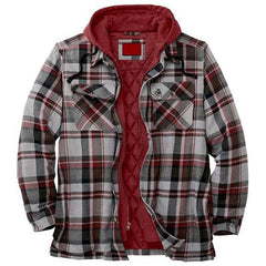 Men's Plaid Hooded Shirt Jacket Soft Autumn Winter Outerwear
