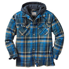 Men's Plaid Hooded Shirt Jacket Soft Autumn Winter Outerwear