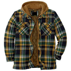 Men's Plaid Hooded Shirt Jacket Soft Autumn Winter Outerwear