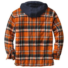 Men's Plaid Hooded Shirt Jacket Soft Autumn Winter Outerwear