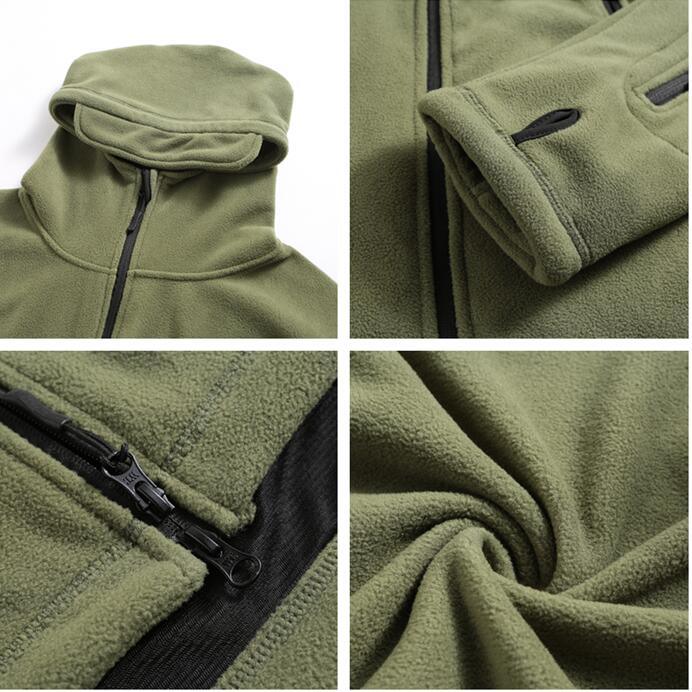 Men's Tactical Hooded Thermal Fleece Outdoor Hiking Jacket