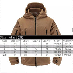 Men's Tactical Hooded Thermal Fleece Outdoor Hiking Jacket