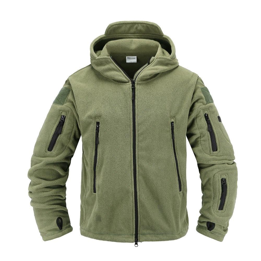 Men's Tactical Hooded Thermal Fleece Outdoor Hiking Jacket